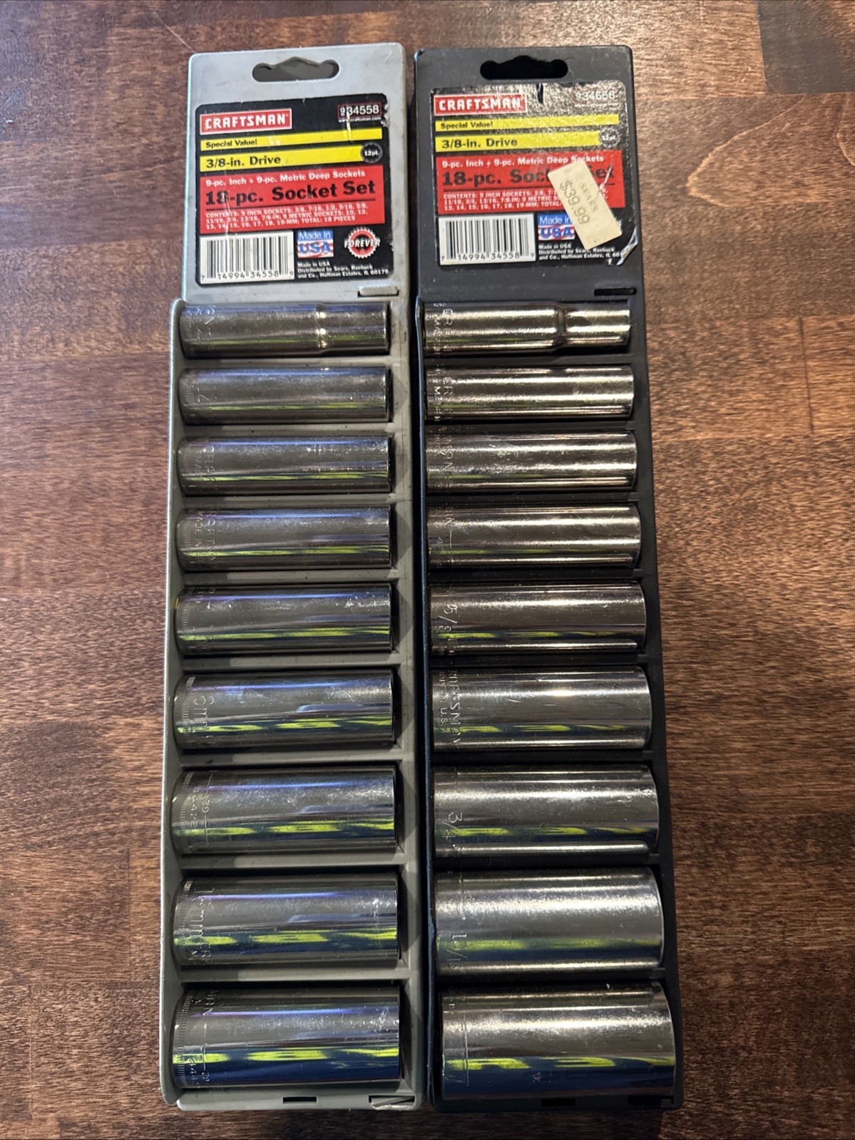 Craftsman USA 3/8” Drive 18Pc Metric & SAE Deep Socket Set 12Point 34558