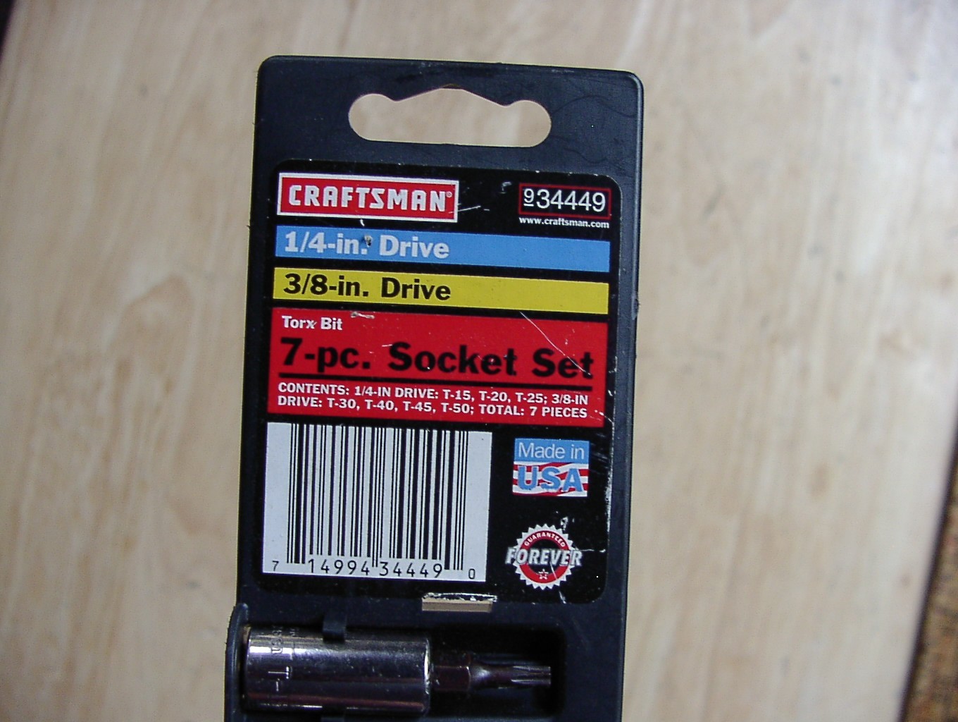Craftsman 934449 Torx Bit Socket Set 6pc 1/4″ -3/8″ Drive T15-T50 GK ,USA,READ!