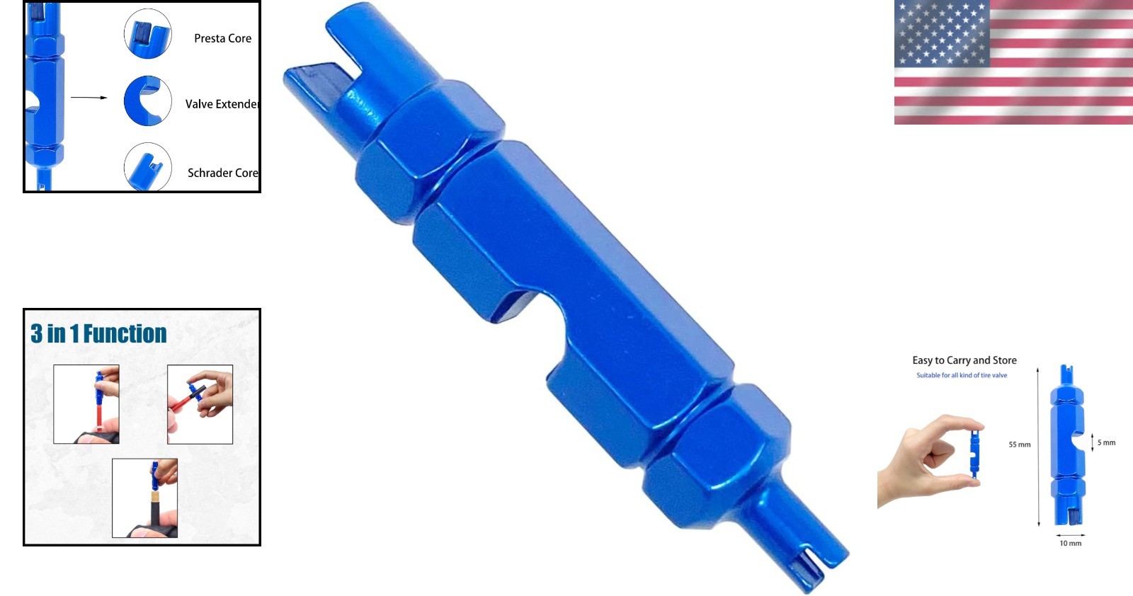 Universal Valve Core Remover in Stylish Blue – Ideal for Tubeless Tire Repairs