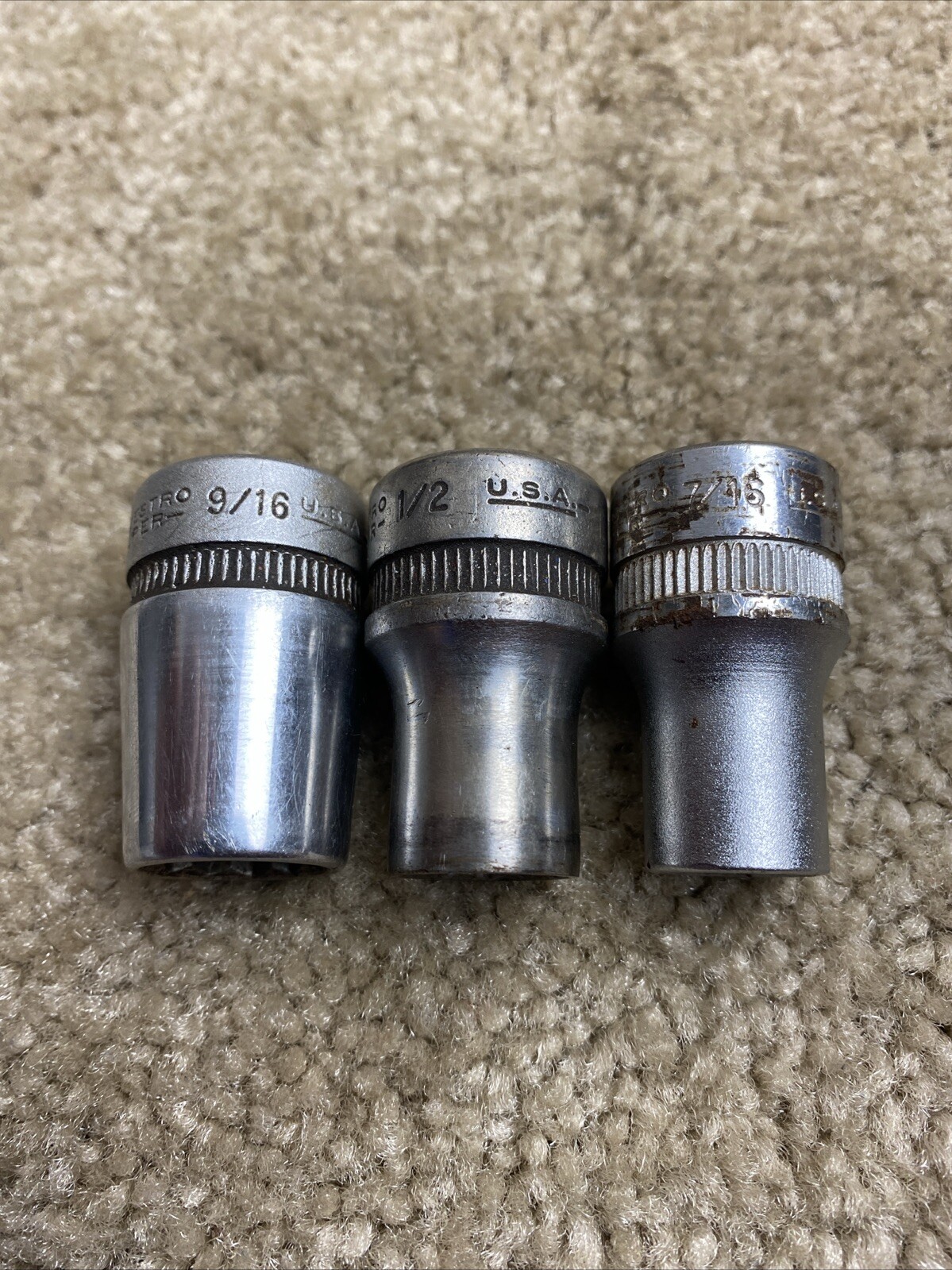 INDESTRO SAE 15 Pc.1/2 Socket Set w/Penens 1/2 Ratchet Vintage