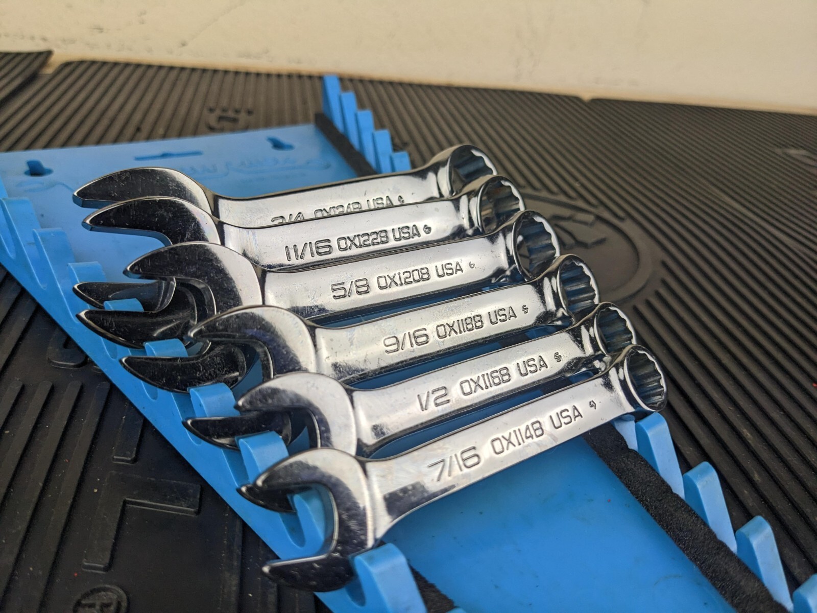 #az555 Snap-On 12 Pt 6 Piece 7/16″-3/4″ Midget Combination Wrench Set OXI706B