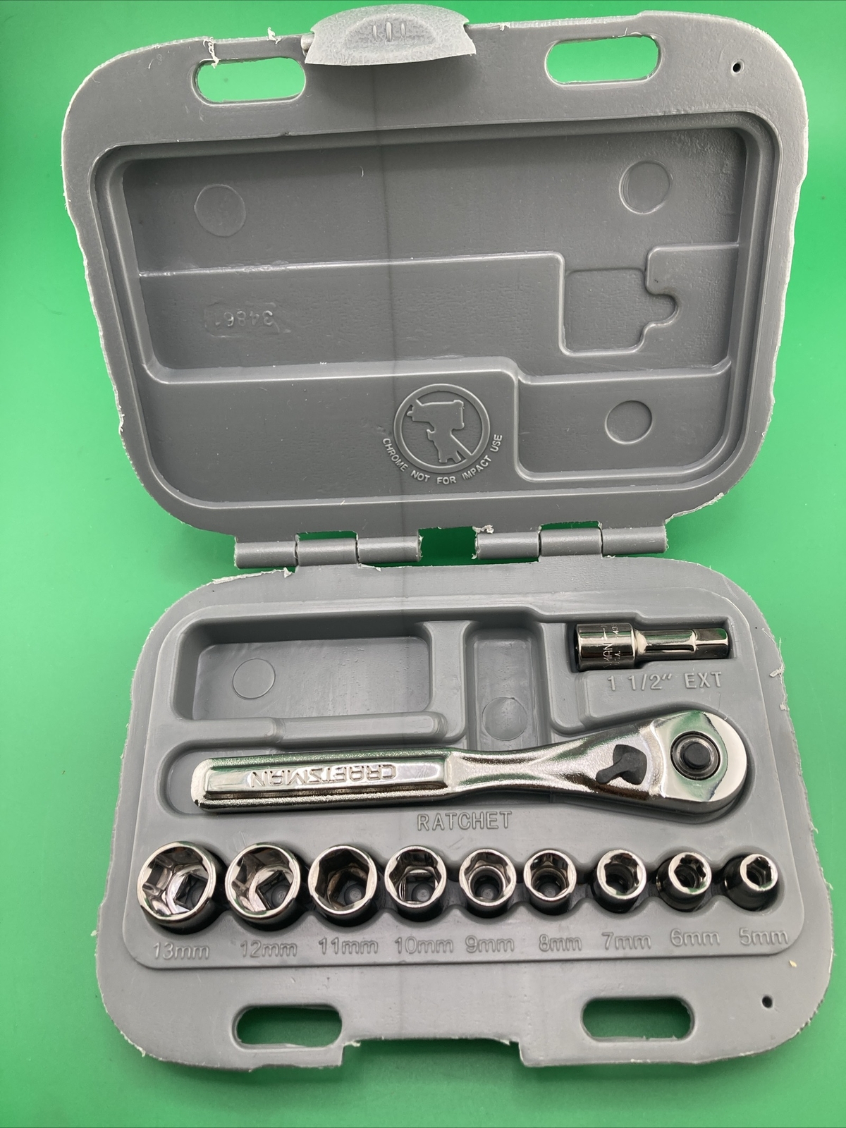 Craftsman USA NEW 11Pc. 1/4” Metric 5mm-13mm 6Pt. Socket Ratchet Set 34861 (NOS)