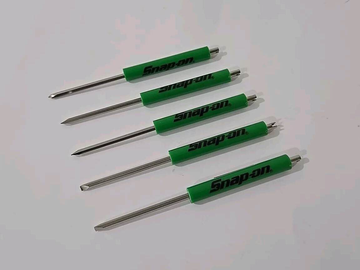 5X Green Snap on tools Promo REVERSIBLE TIP +VALVE STEM Pocket Screwdrivers+GIFT