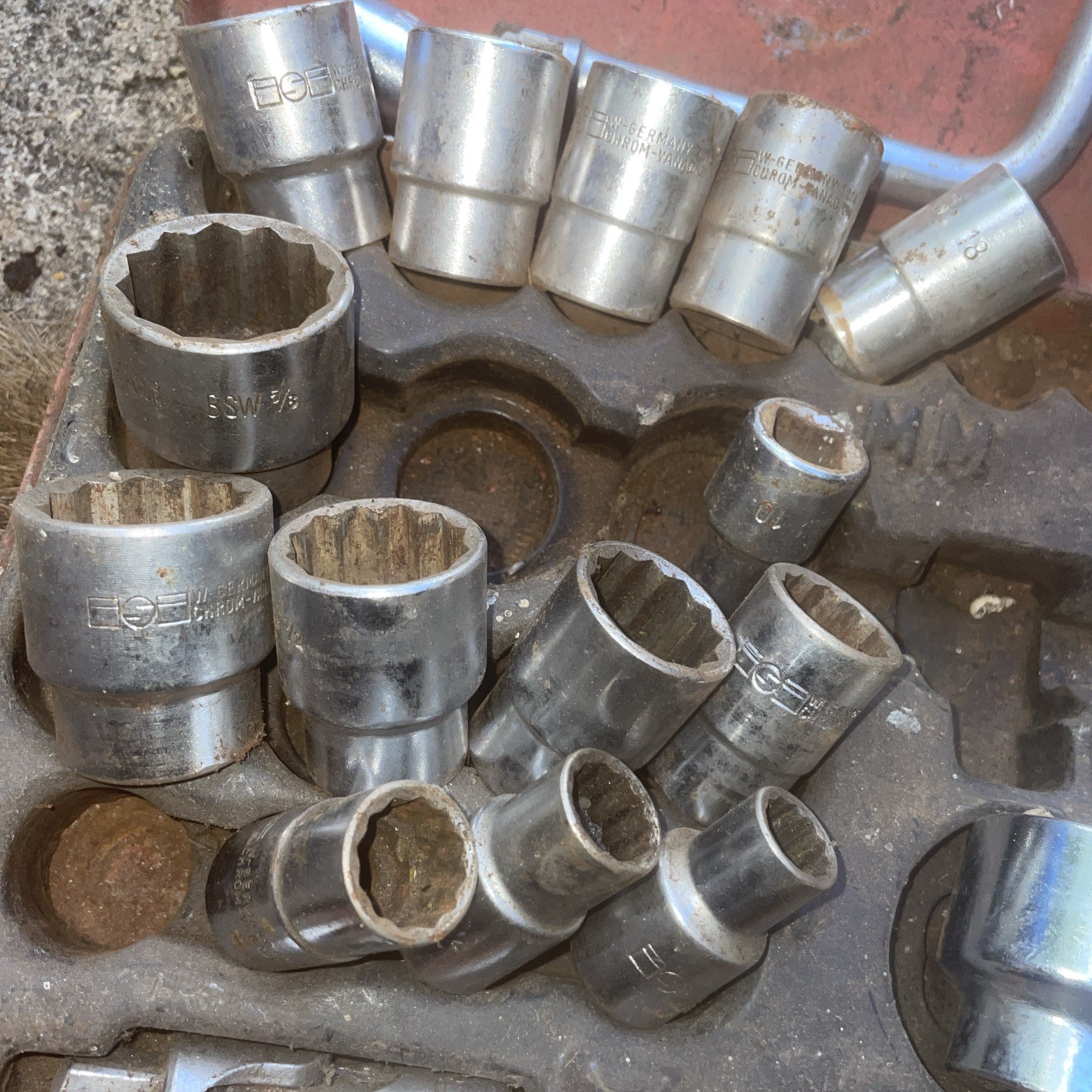 W Germany Socket Set 1/2″ Drive Vintage Tools incomplete30 pieces