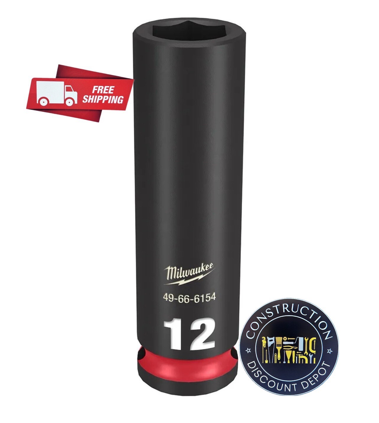 Milwaukee 49-66-6154 SHOCKWAVE Impact Duty 3/8 Drive 12mm Deep 6 Point Socket