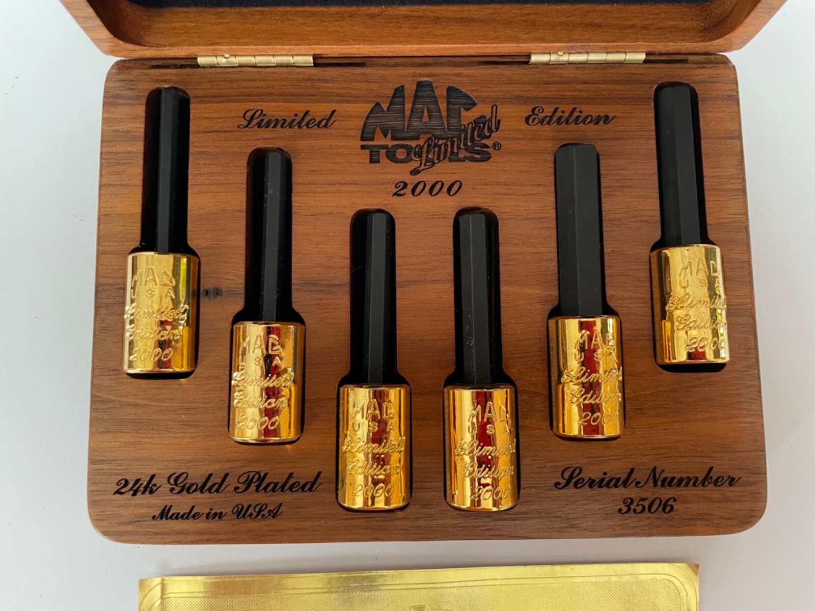 MAC Tools Hex Allen Socket Set Limited Edition 24K Gold Plated USA #3506
