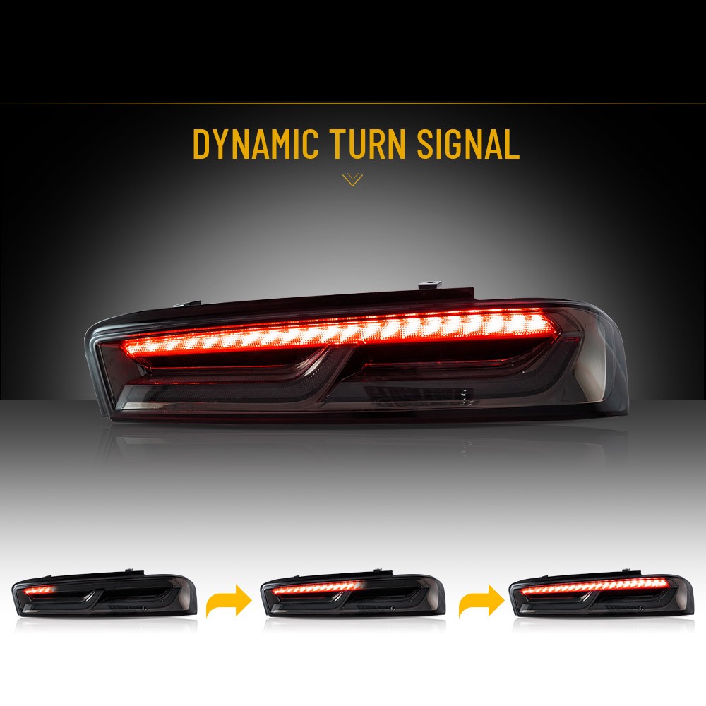 Tail Lights For Chevy Camaro 2016-2018 LED DRL Smoked Sequential Lamps One Pair