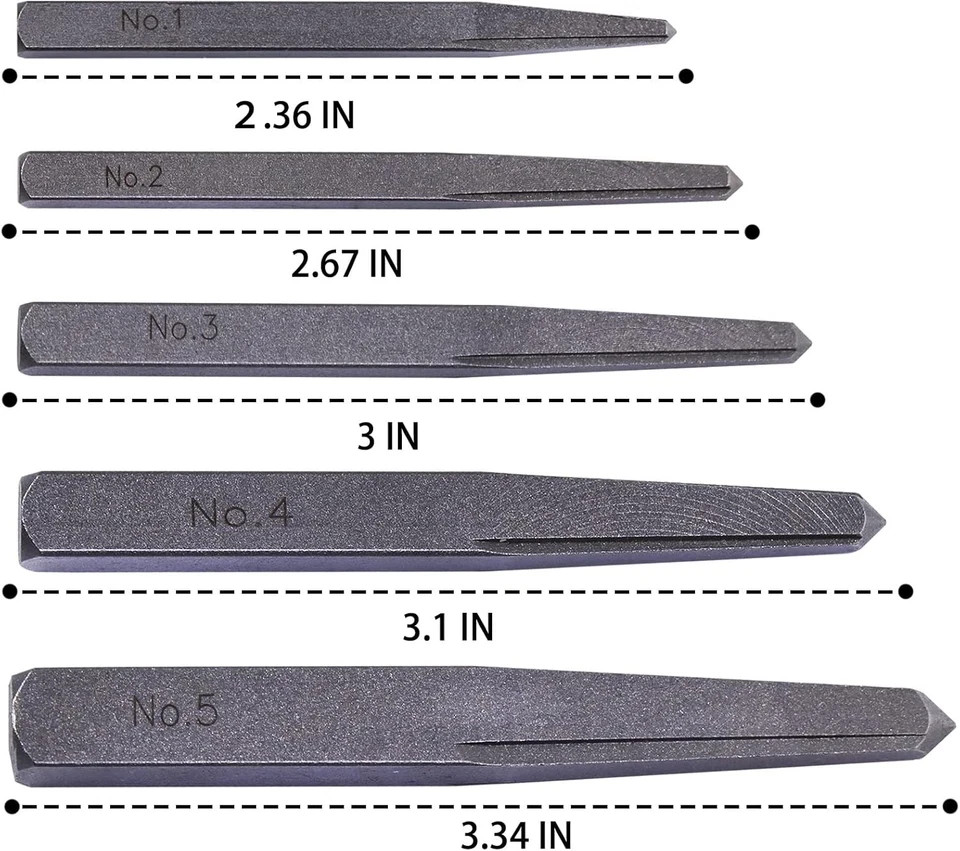 5 Pieces Easy Out Bolt Extractor Set, Straight Fluted Screw Extractor,…