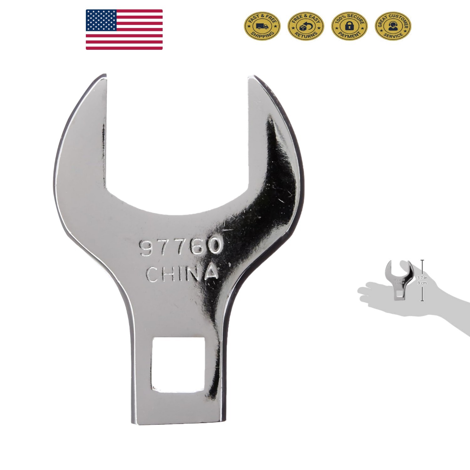 Durable Polished Alloy Steel 1-3/8″ Jumbo Crowfoot Wrench – Fixed Head Style