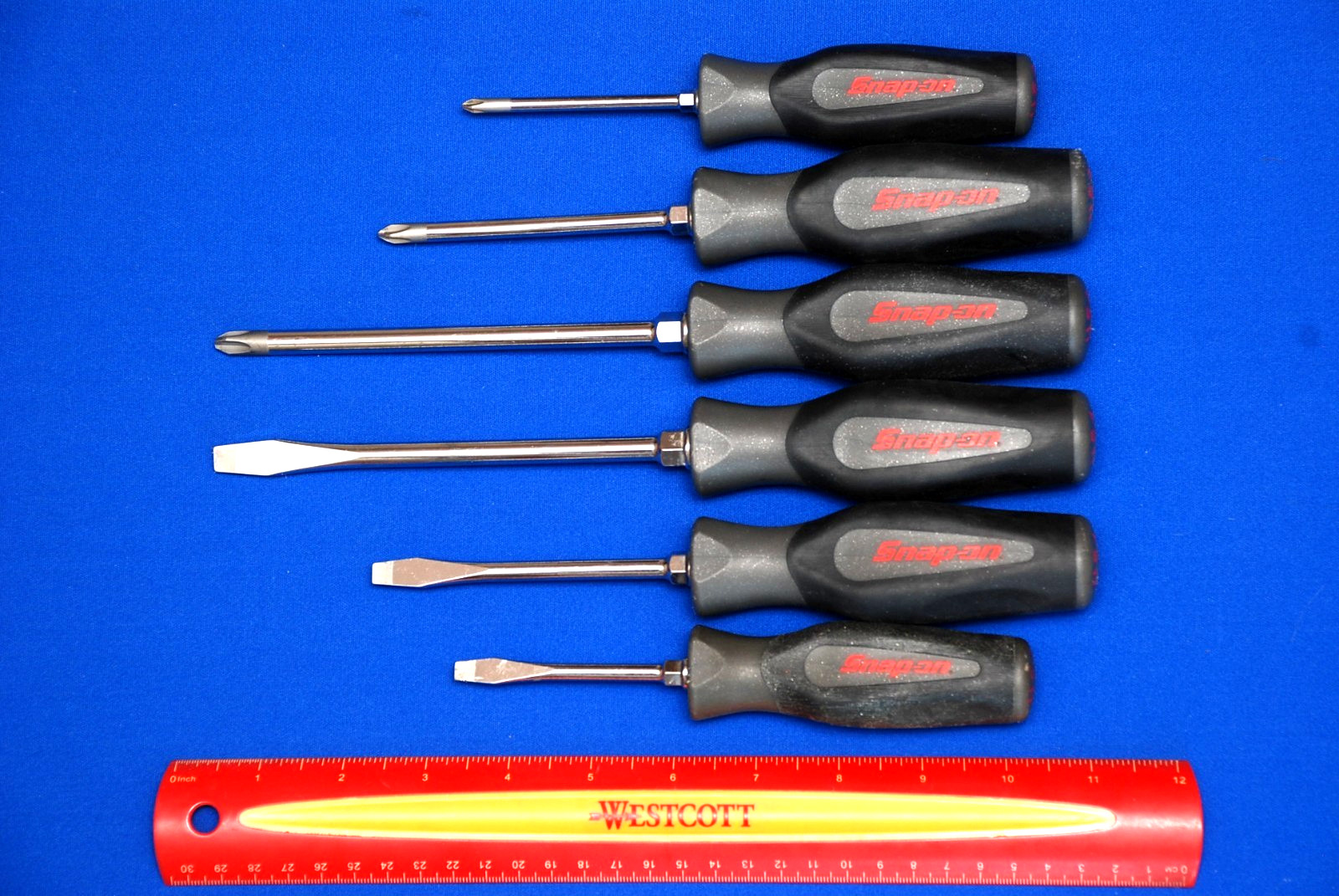 Snap-on Excellent 6 Pc Dark Titanium Combo Instinct Soft Grip Screwdriver Set