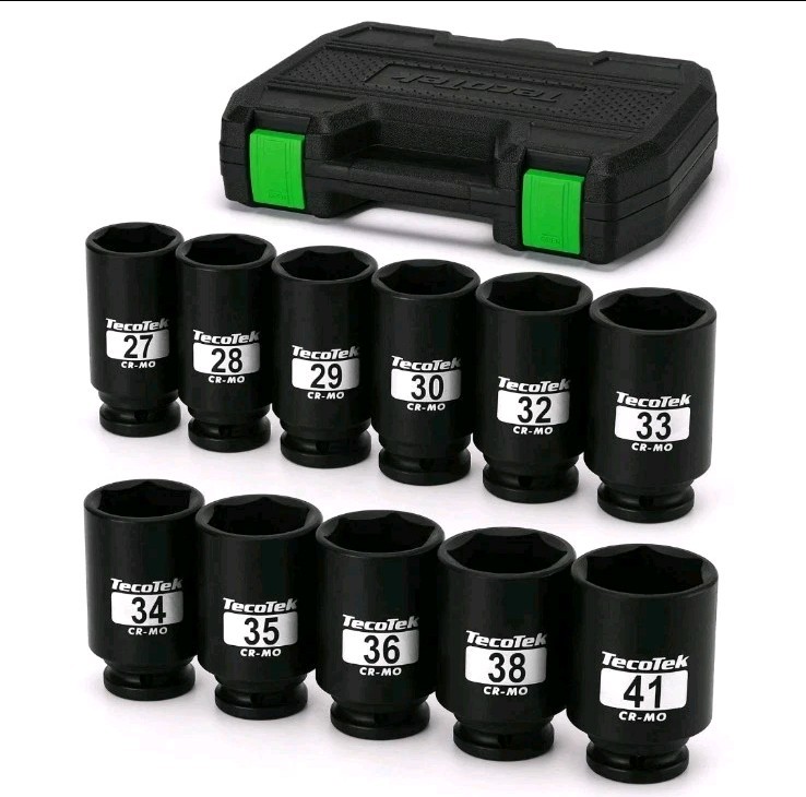 11 Pcs Tecotek 1/2″ Drive Deep 6-Point Impact Socket Set 27mm – 41mm