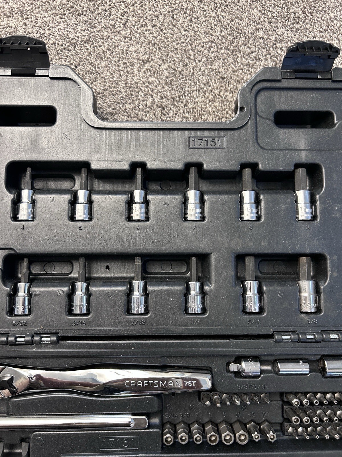 CRAFTSMAN 82 Pc Socket Wrench Set HEX E TORX SCREWDRIVER Bit & 75T RATCHET READ