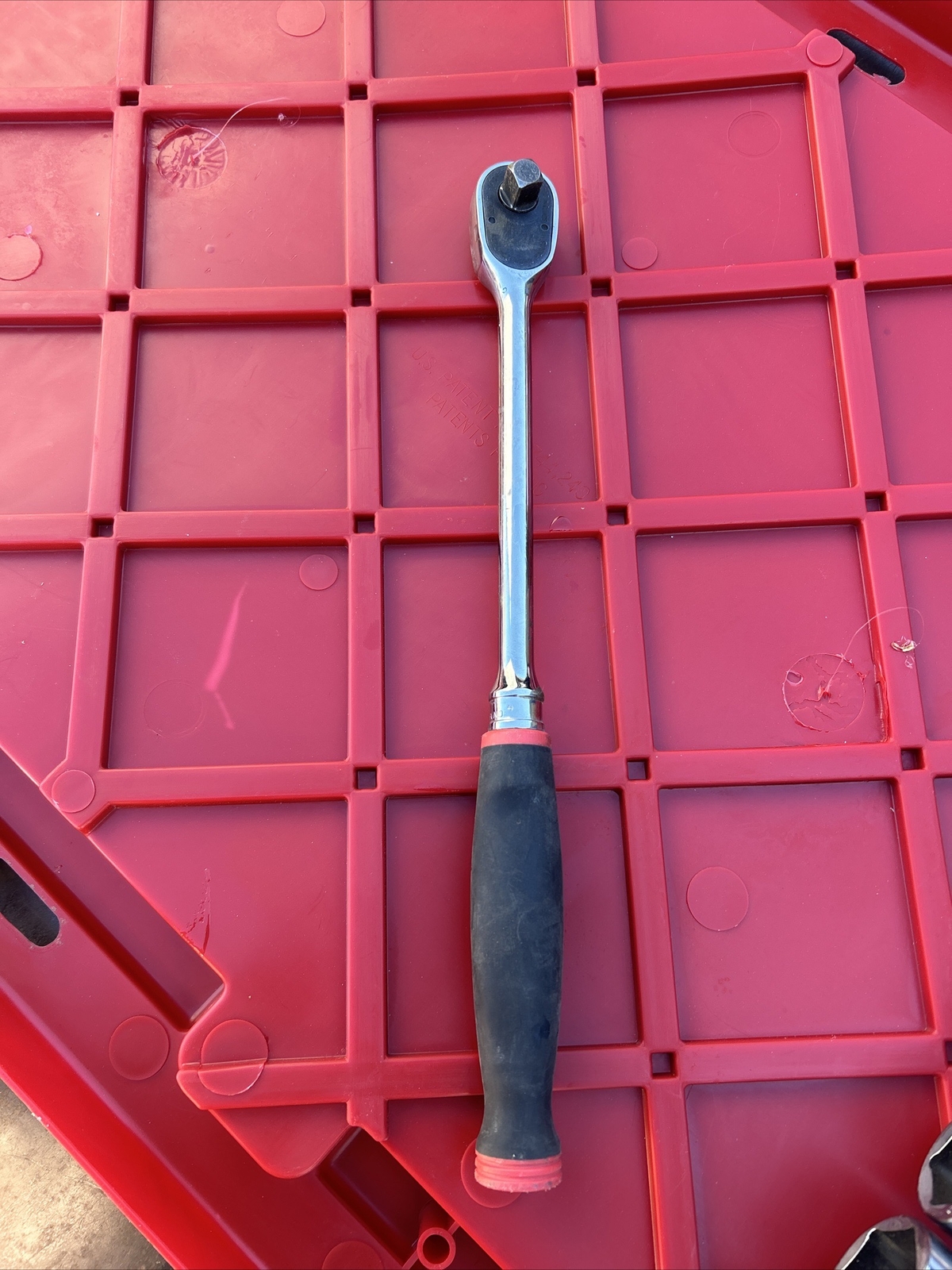 SnapOn FHL936A Chrome 3/8″dr Ratchet Wrench 12.5″L Soft Red Handle USA Good 8/10