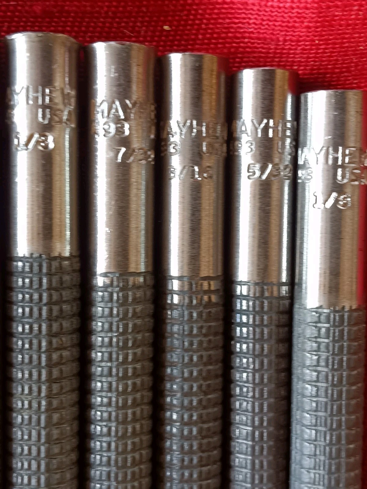 Mayhew Tools 22-Piece Mixed Punch Set SAE 1/8″ to 1/2″ # 490, 491, 493. Clean