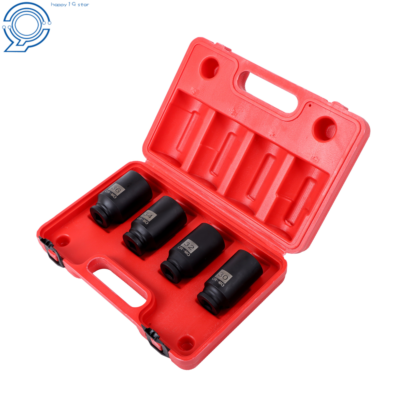 4Pcs 1/2″ Drive Spindle Axle Nut Socket Set 12 Point 30mm 32mm 34mm 36mm