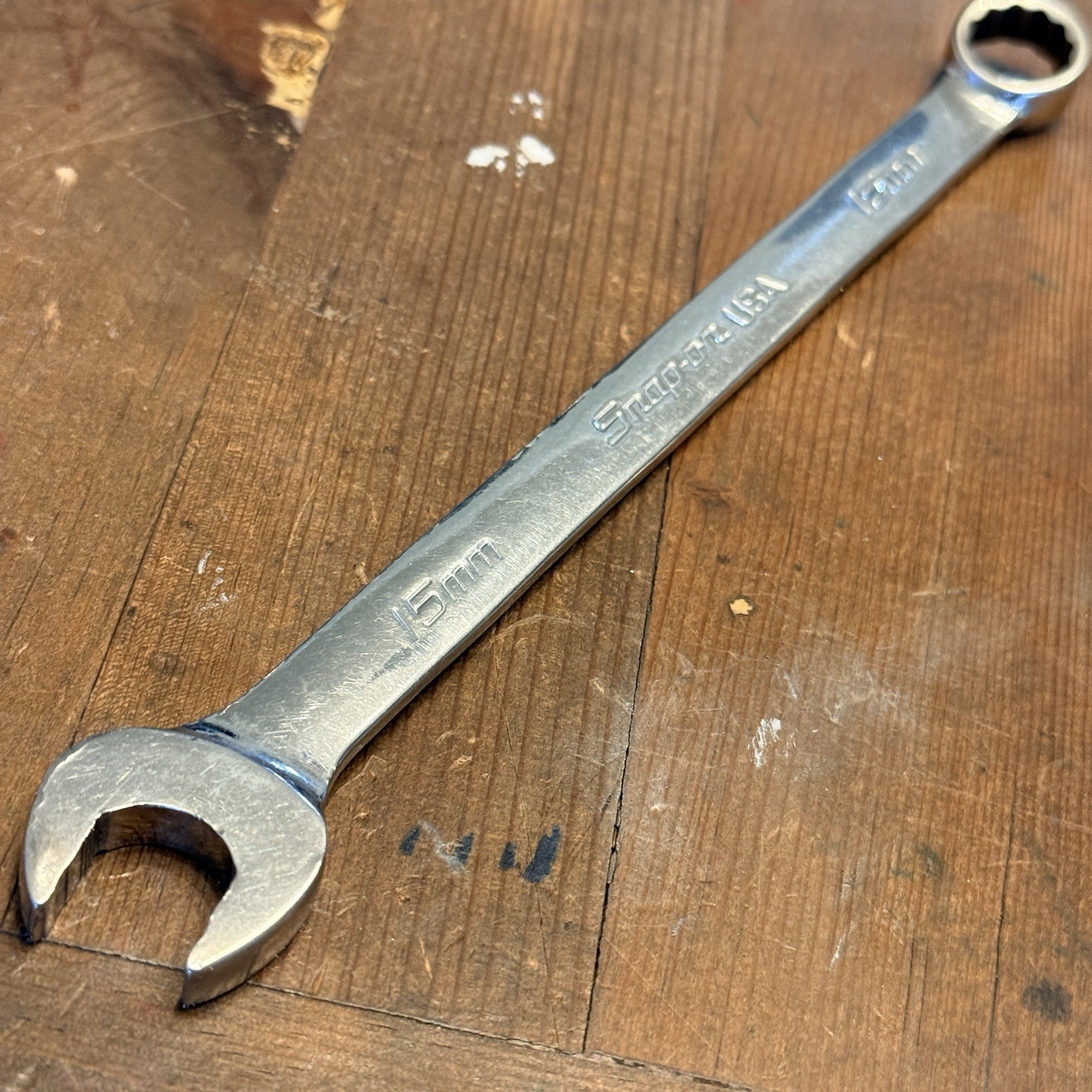 Snap-on Tools 15mm Flank Drive Plus 12 Pt Combination Wrench SOEXM15 USA