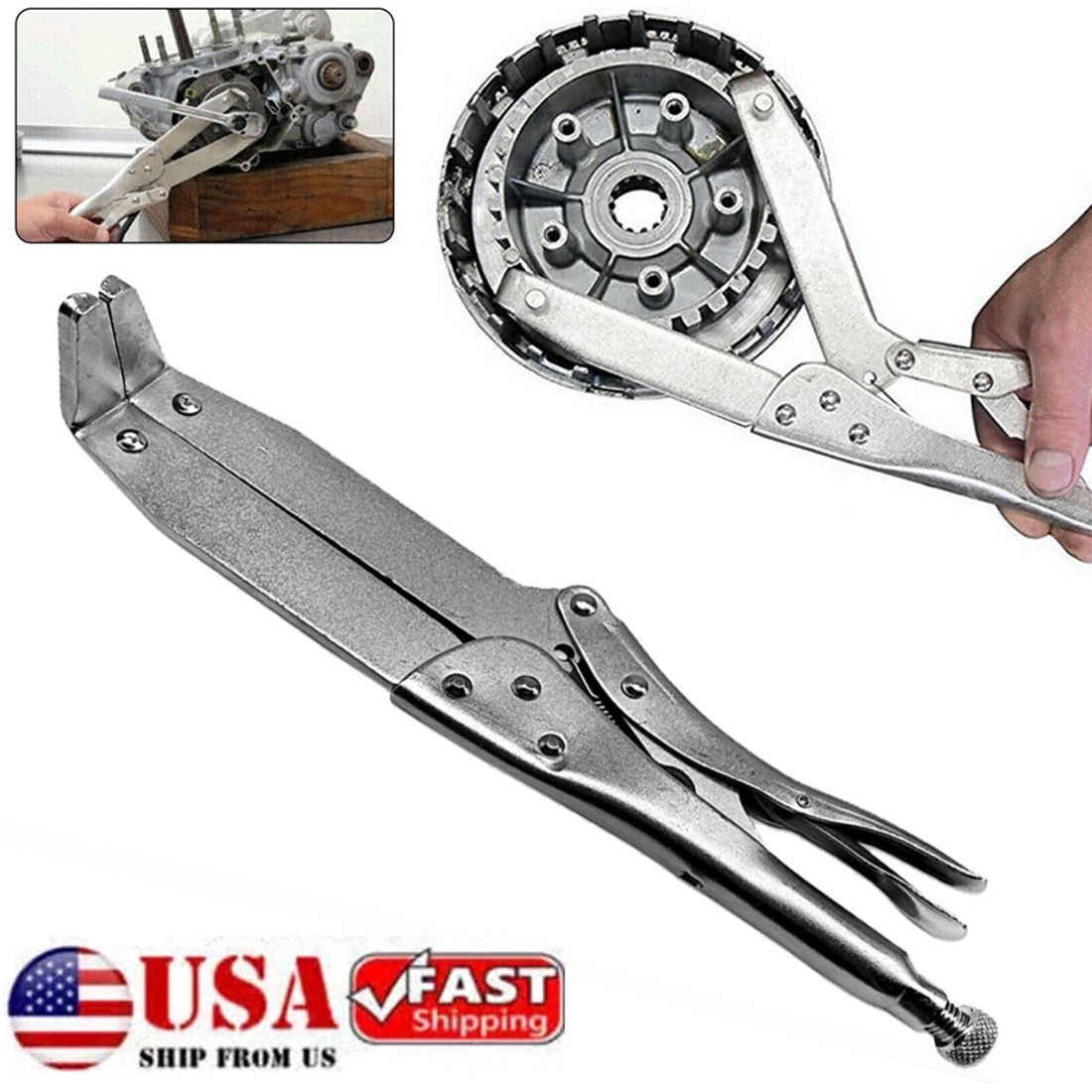Motorcycle Clutch Hub Basket Holding Flywheel Holder Hand Tool Lockable Clamp US
