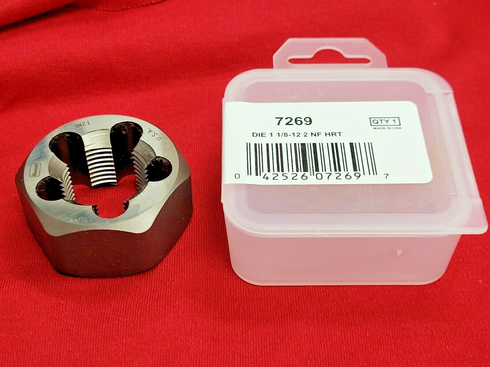 7269 1-1/8-12 NF x 2″ Irwin Hex Rethread Die Carbon Steel RH