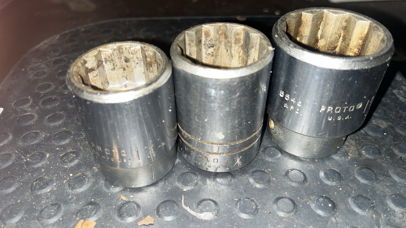 💥PROTO Socket 3pc Set 3/4in drive 1-1/8” 1-1/4” 1-7/16” USED 12 pt VINTAGE