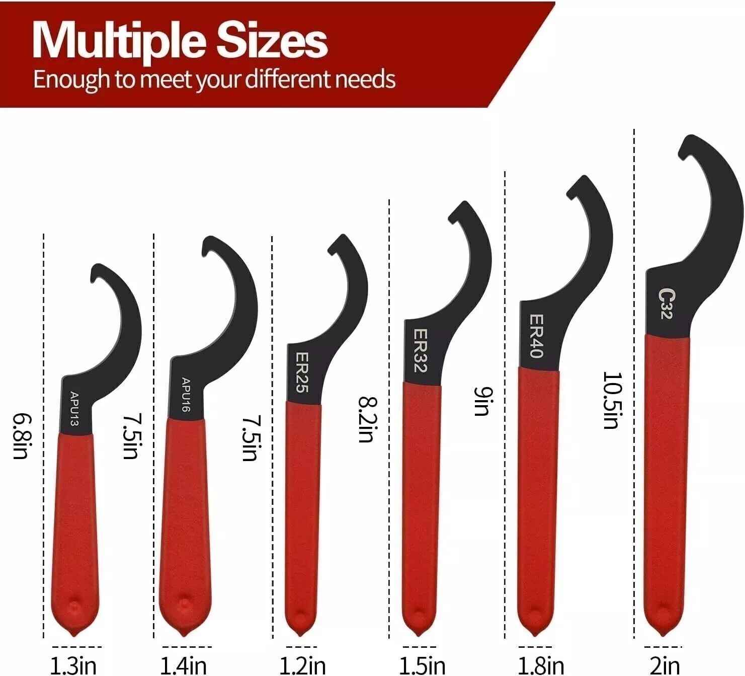 6pcs Coilover Spanner Wrench Set Coilover Wrench C-Shape Spanner Wrench Shock US