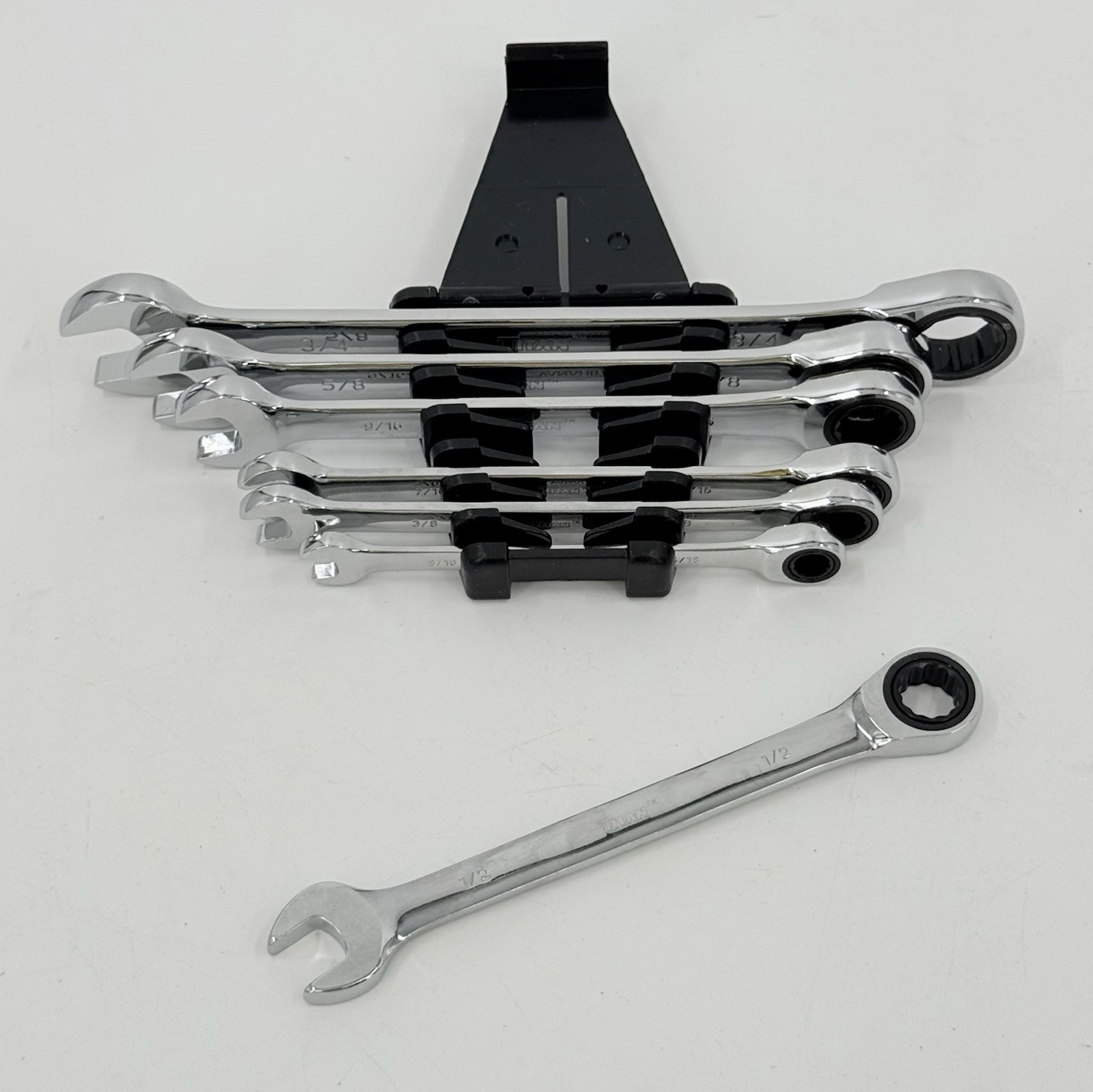 Titan Tools 17350 Combination Ratcheting Wrench Set 7 Piece SAE NEW NWOP