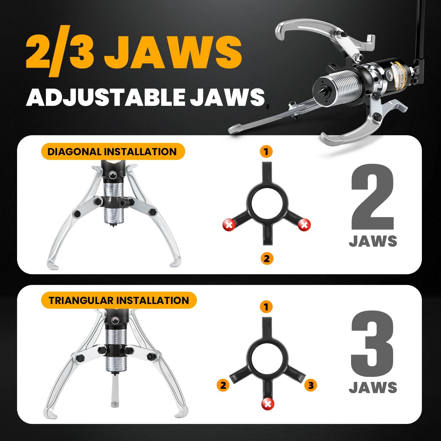 20 Ton Hydraulic Gear Puller Wheel Bearing Pulling Separator 2 Or 3 Adjustable J