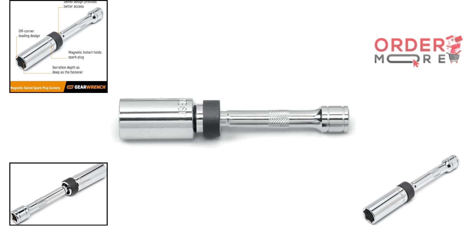 Spark Plug Socket Alloy Steel 5/8 in Magnetic Swivel 3/8 in Drive Automotive