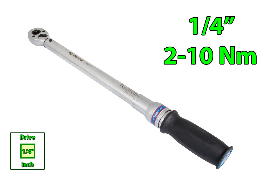 1/4″ Heavy Duty Adjustable Torque Wrench (Newton Meter) 2-10 Nm KING TONY