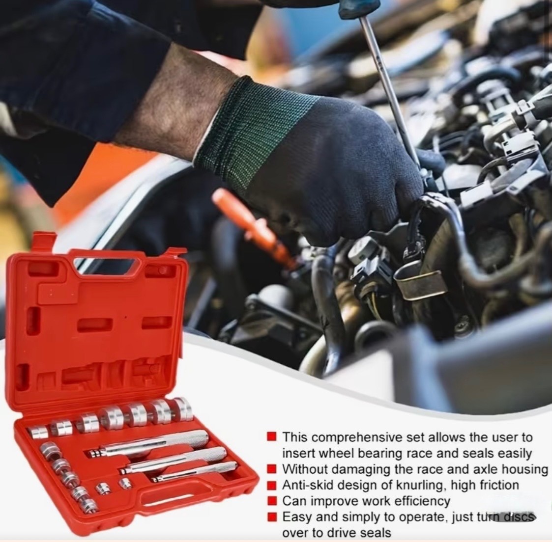 Bearing Press Kit Bushing Bearing Seal Driver & Removal Tool Set 17 Pcs and Case