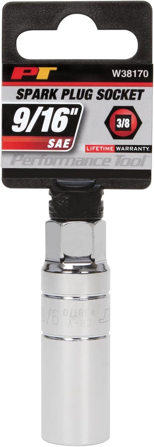 3/8-Inch Drive Spark Plug Socket, 9/16-Inch Chrome Vanadium Steel Durable Tool