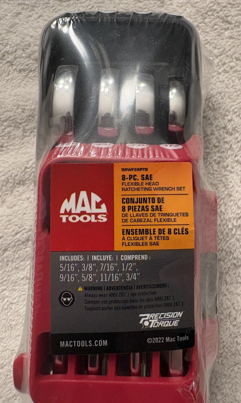 Mac Tools 8 Pc. 12 Pt. SAE Flexible Head Ratcheting Wrench Set
