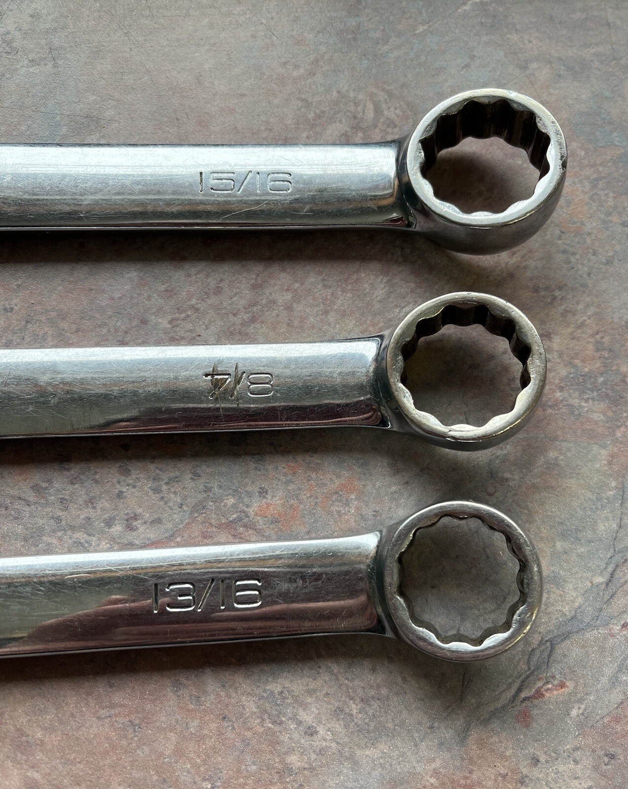SOEX01 Snap On 13 Pc 12-Point SAE Flank Drive Combination Wrench Set 1/4”-15/16”