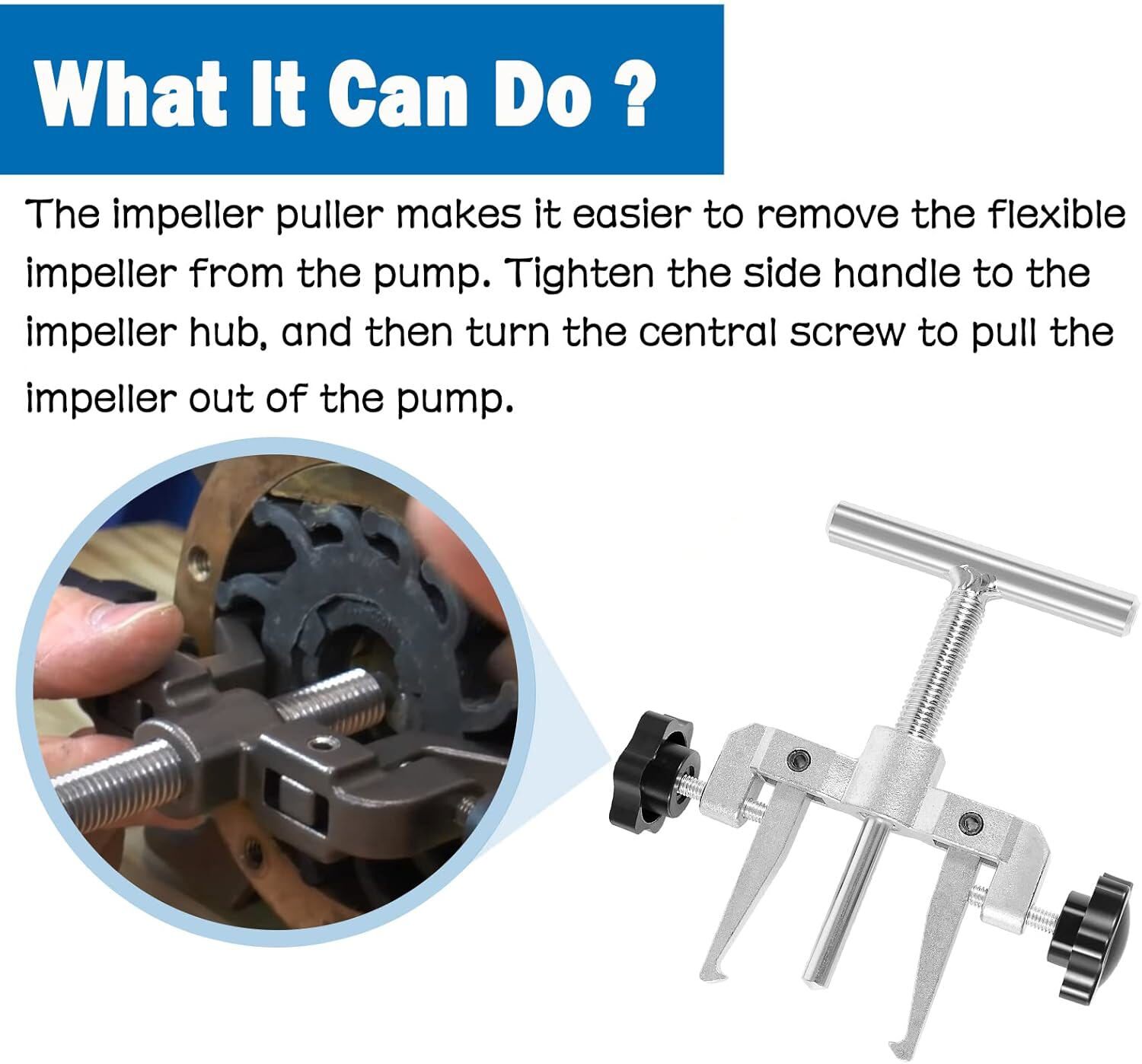 660040-1 Flexible Impeller Puller Tool Fit for for Impellers 2-1/4″ to 2-9/16″