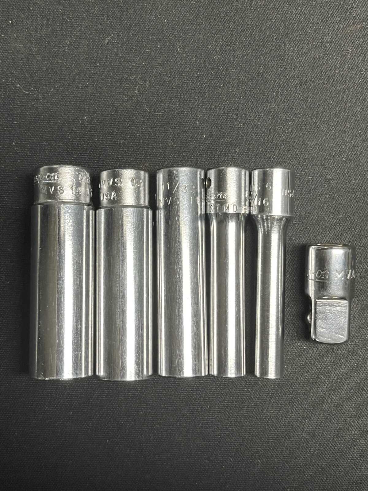Snap On 6pc 1/4” 12 Pt Sockets, 7/16”, 3/8”, 11/32”, 1/4”, 3/16” & Adapter (Read