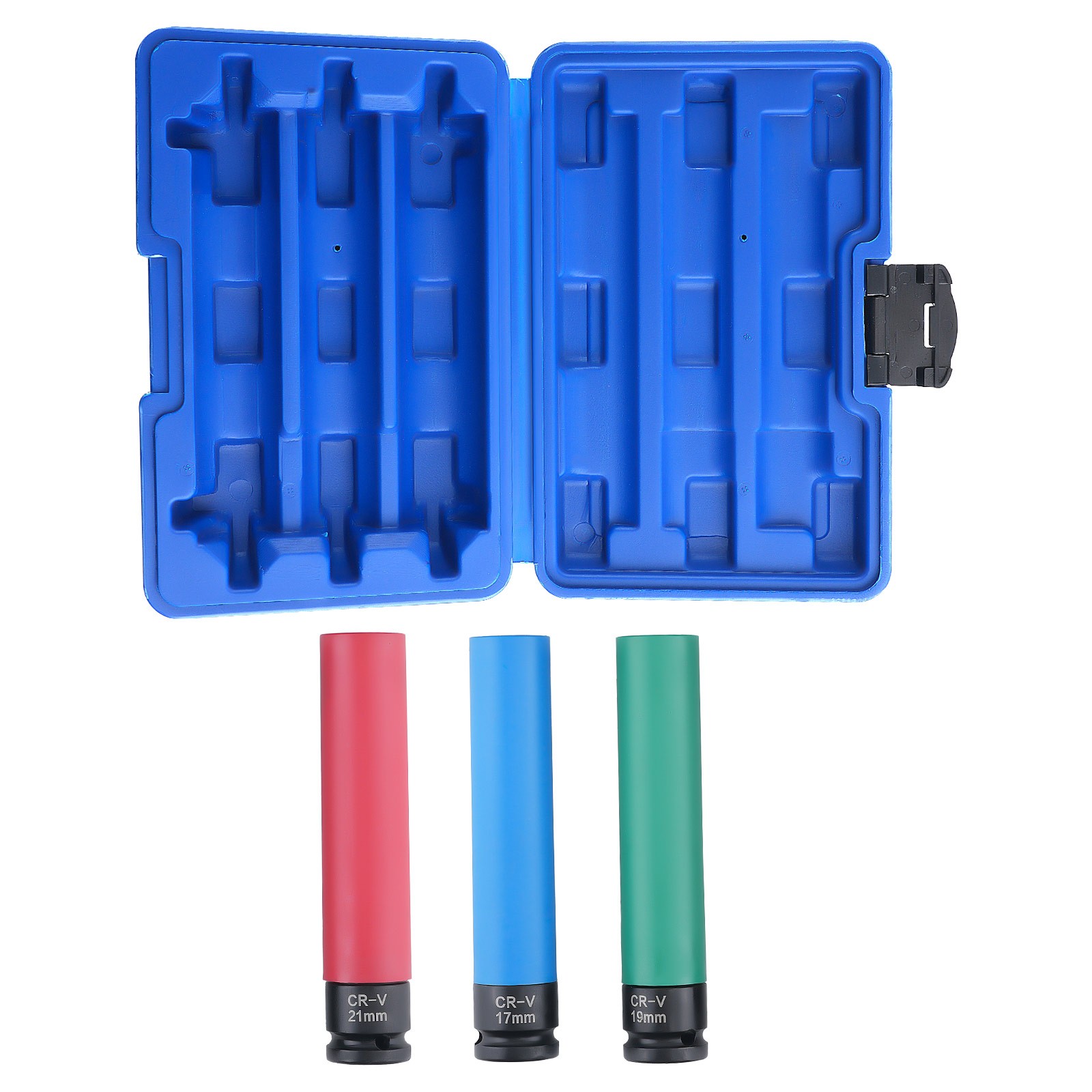 3Pcs 1/2» Drive Impact Socket Set 17mm 19mm 21mm Wheel Nut Wrench Tool Kit