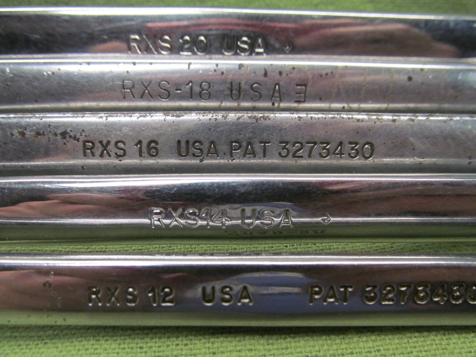 Set of 5 Vtg. Snap-on Underline 6pt Flare / Open End Wrench Set – 3/8″ thru 5/8″
