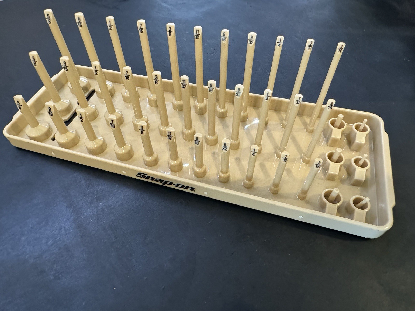 🟤 NEW Snap-On 1/4” SAE 3-Row Post-Style Socket Tray Holder – COMBAT TAN