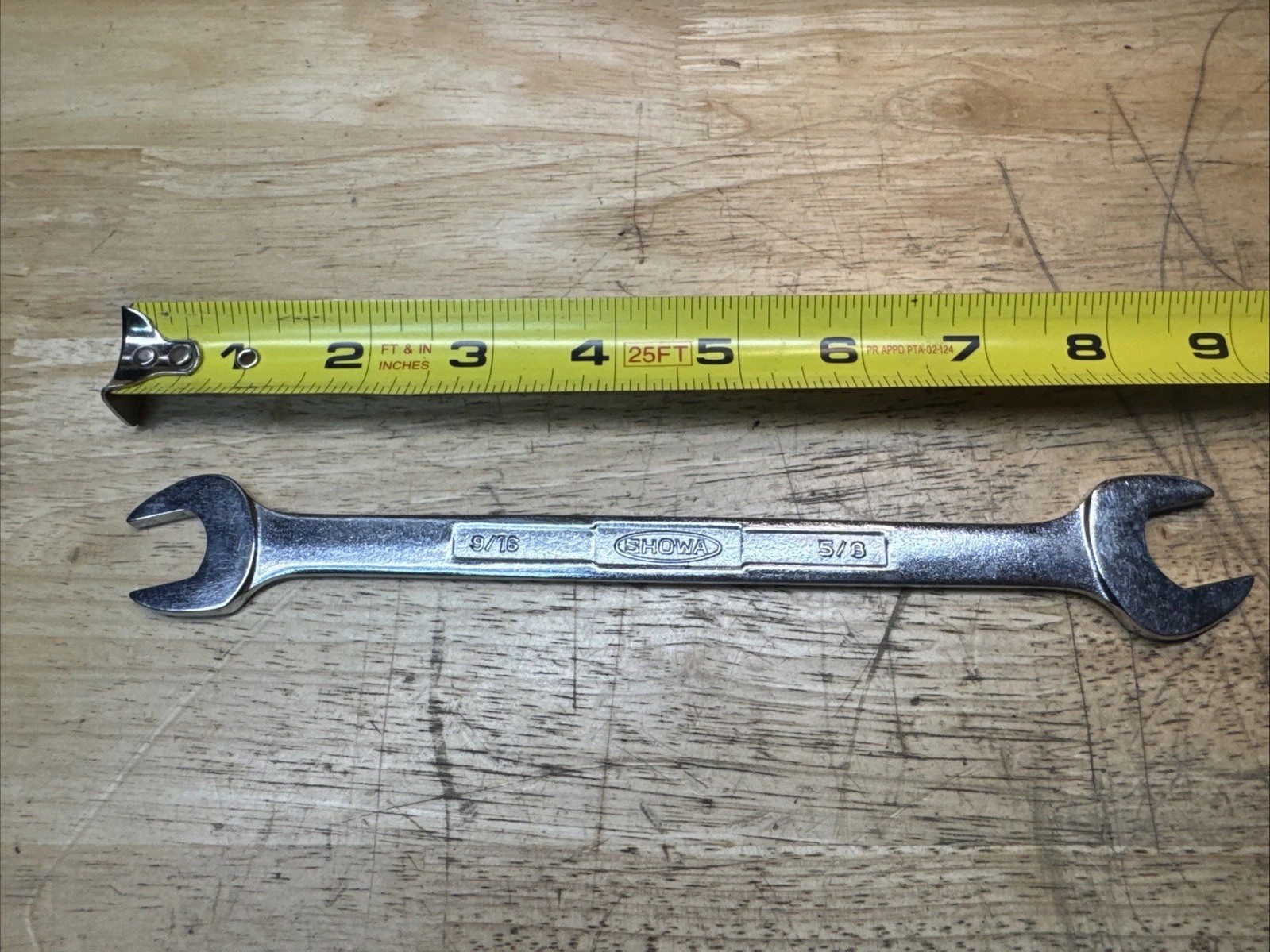 SHOWA 9/16 In X 5/8 In SAE Open End Tappet Wrench Japan Chrome Molybdenum #312