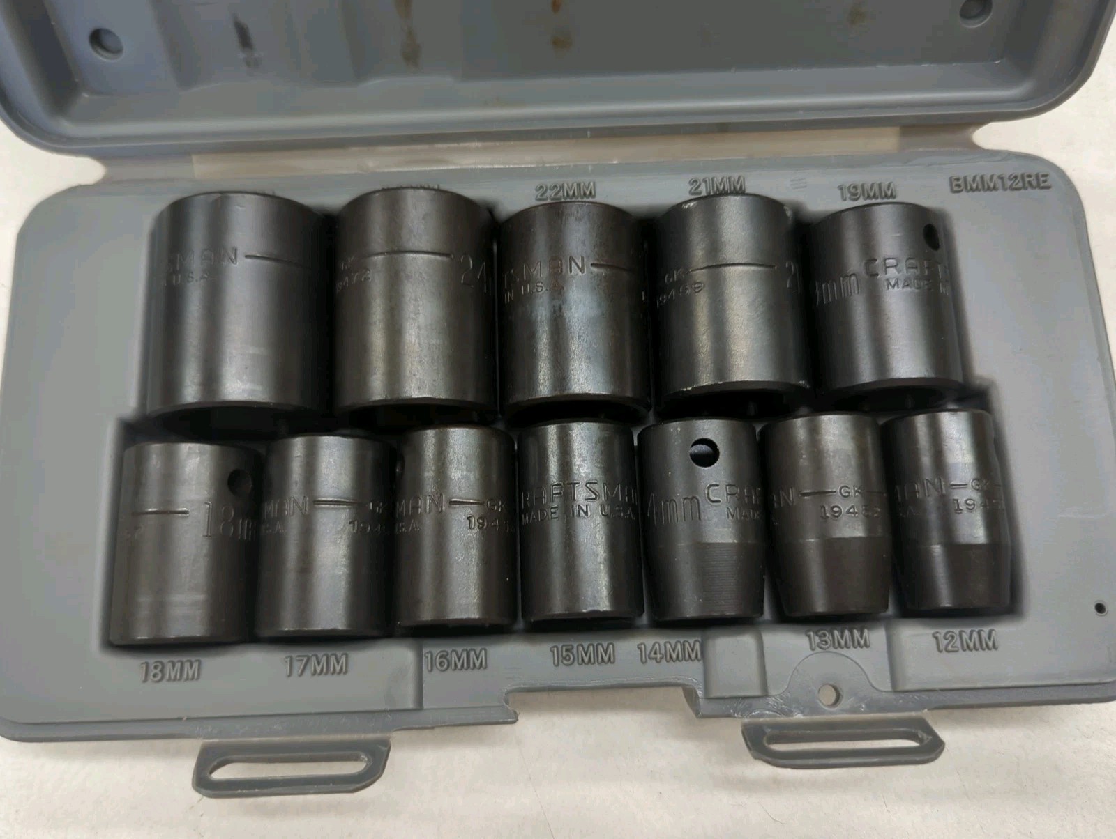 Craftsman 1/2″ Drive 12pc Impact Air Drive Metric mm Socket Set 19450 USA 6pt