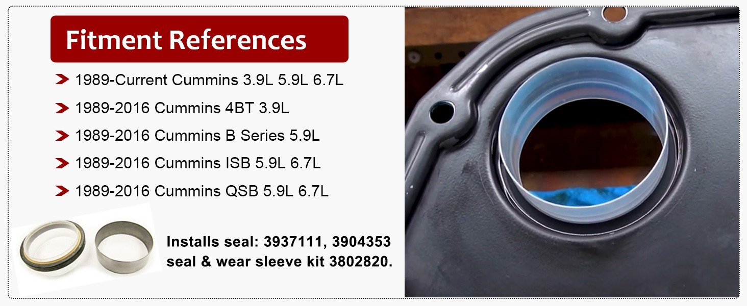 Front Cover Crankshaft Seal & Wear Sleeve Installer Tool Kit For Dodge Cummins 3