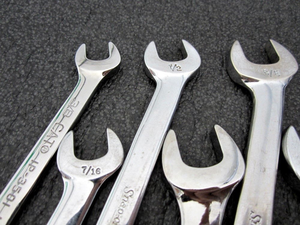 Vintage Snap-on 14pc SAE 4 Way Angle Open End Wrench Set VS814A Underline USA