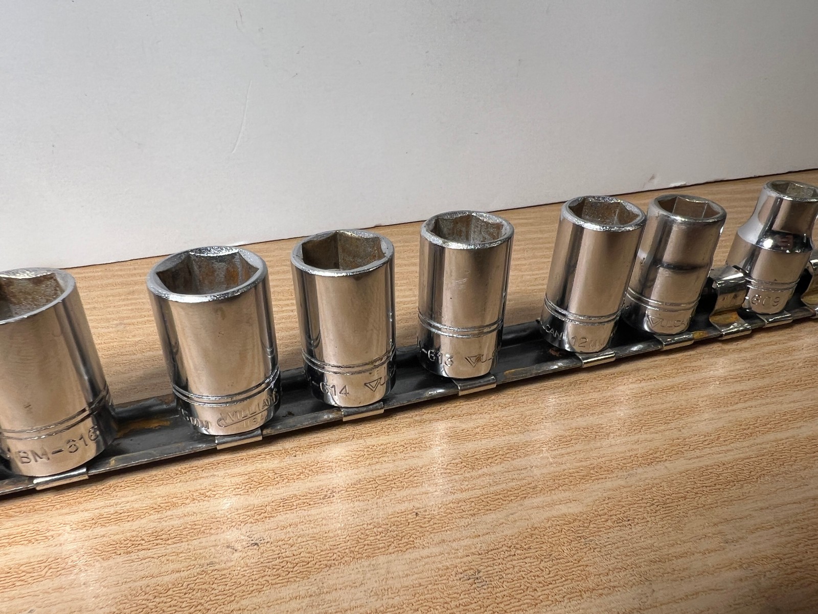 Vintage 1970 Vulcan Williams BM Metric Shallow Socket 10pc Set 3/8 Drive USA 6pt