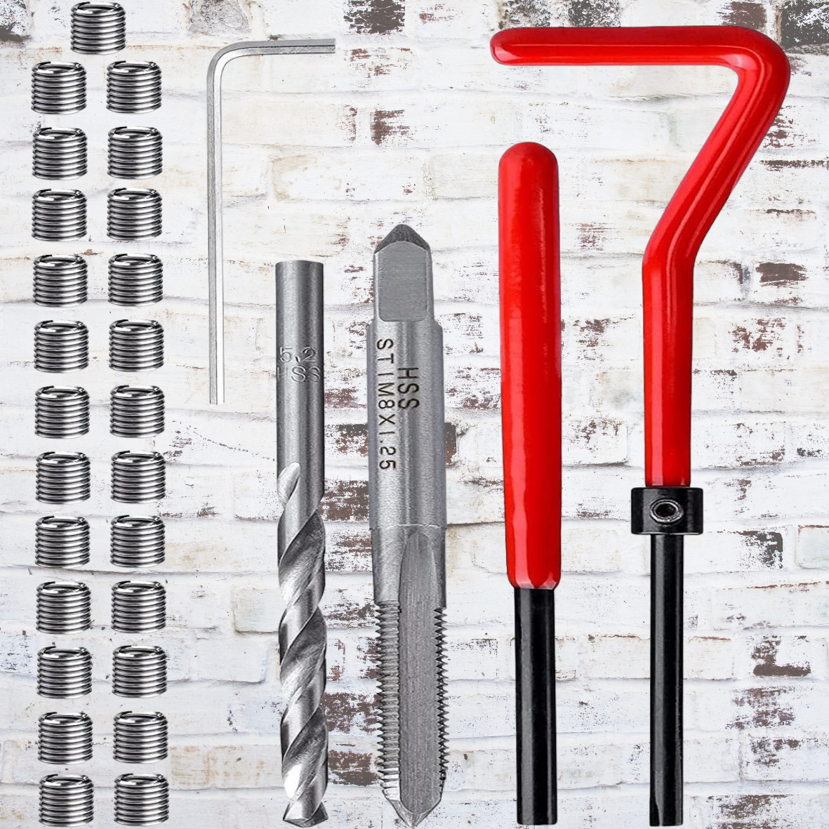 M8 x 1.25 Thread Repair Tool Stainless Helicoil Wire Insert Kit 30PC