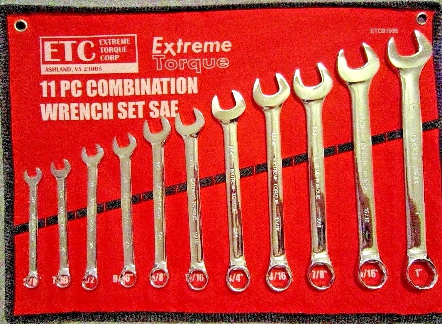 Six Point SAE Combination Extreme Torque Wrench Set 3/8″ to 1″ Canvas Pouch 6pt