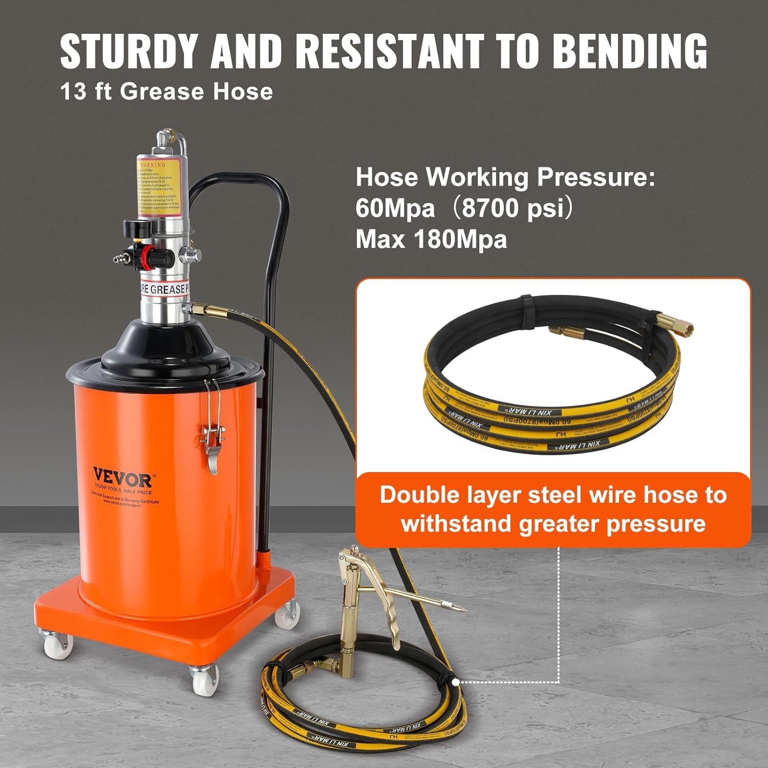 VEVOR Grease Pump, 5 Gallon Air Pump with 13 ft High Pressure Hose…