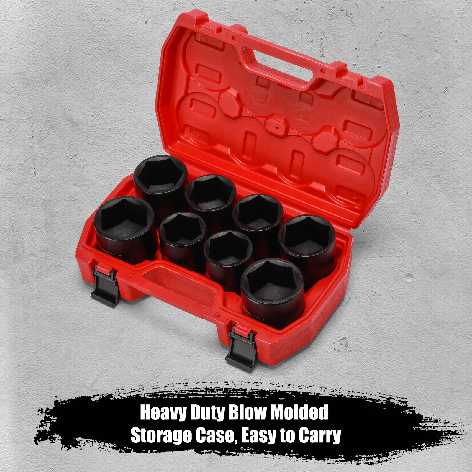 8pcs 1/2″ Drive Shallow Spindle Axle Nut Impact Socket Set,1-9/16″ to 2″ CR-MO