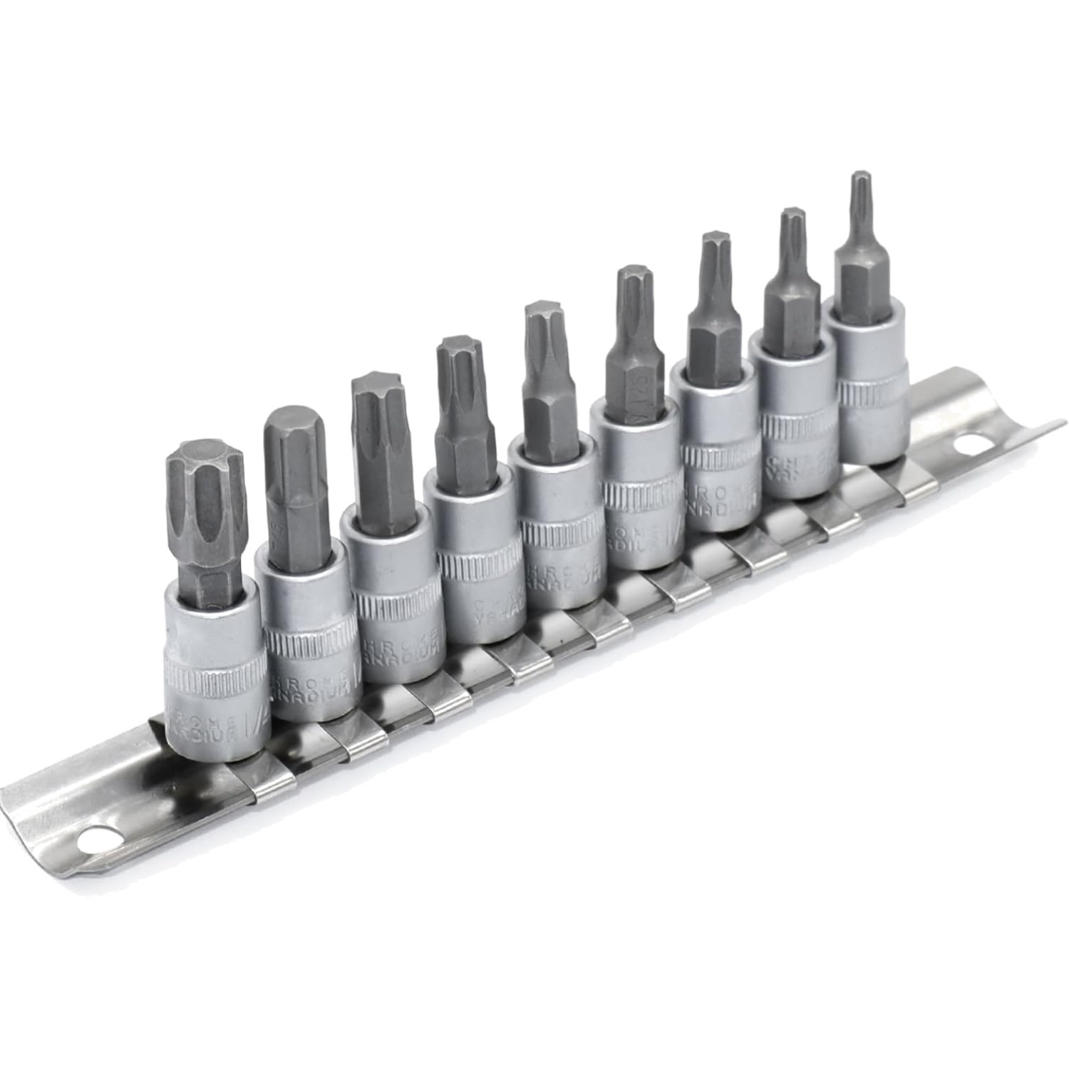 Torx Bit Socket Set 1/4″ Drive 9 Pieces T10 T50 S2 Alloy Steel