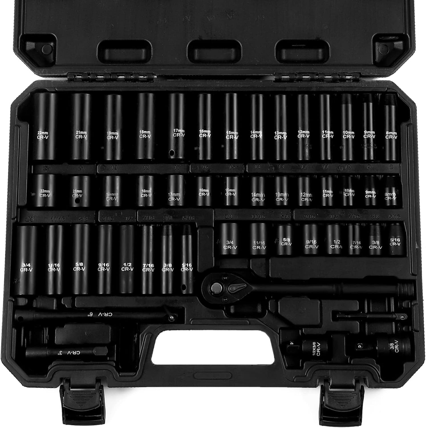 50-Piece 3/8″ Drive Socket Set, SAE 3/8" 50 PCS & Metric