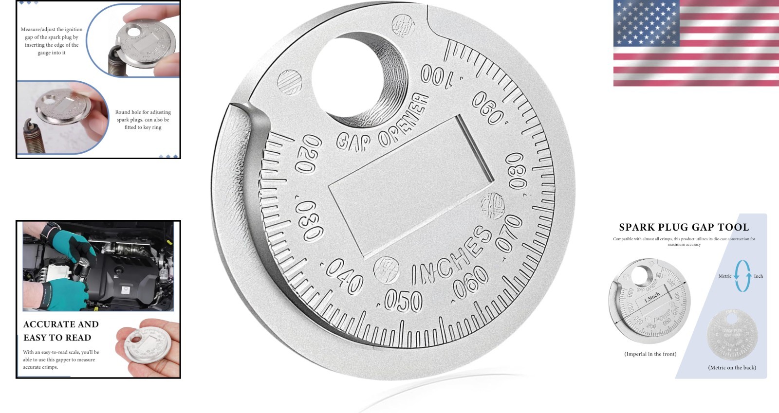 Spark Plug Measuring Tool, Zinc Alloy Wire Gap 1 PCS