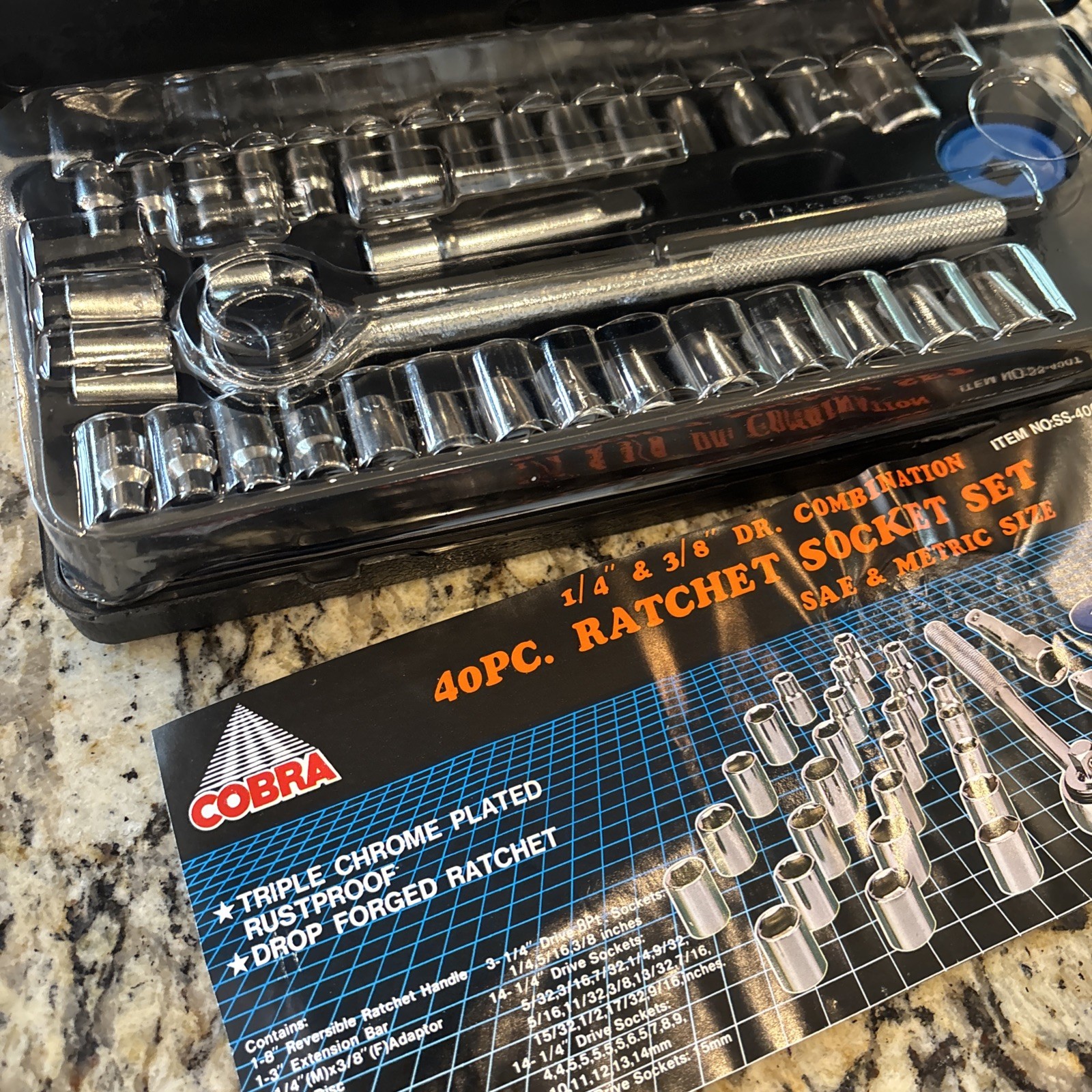 Cobra 40 pcs. Socket Wrench Ratchet Set Tool with Case Vintage